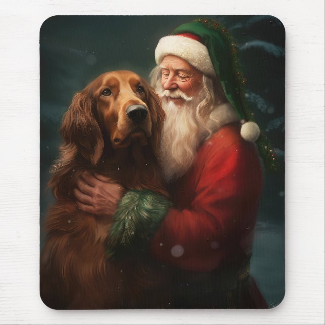 Irish Red Setter Santa Claus Festive Christmas Mouse Mat (Front)