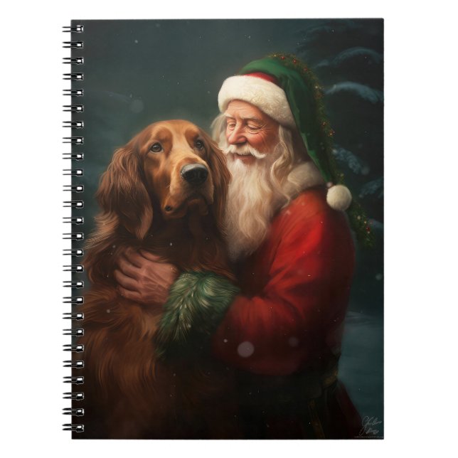 Irish Red Setter Santa Claus Festive Christmas Notebook (Front)
