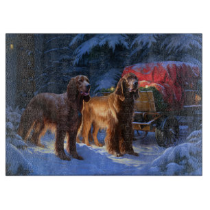Irish Red Setter Snowy Sleigh Christmas Decor Cutting Board