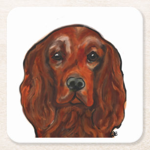 Irish Red Setter   Square Paper Coaster