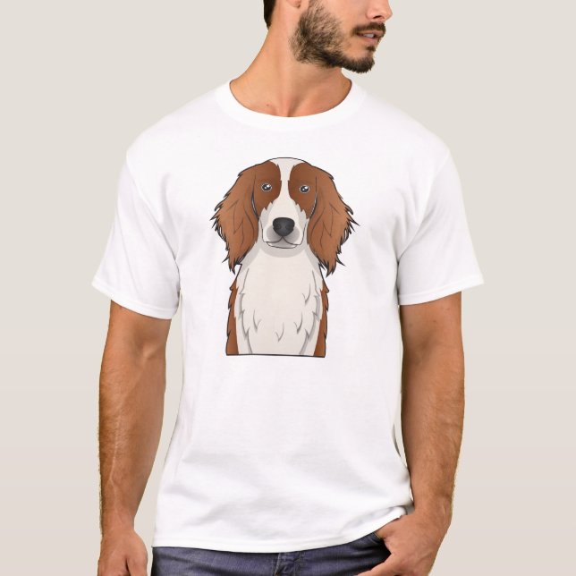 Irish Red & White Setter Cartoon T-Shirt (Front)