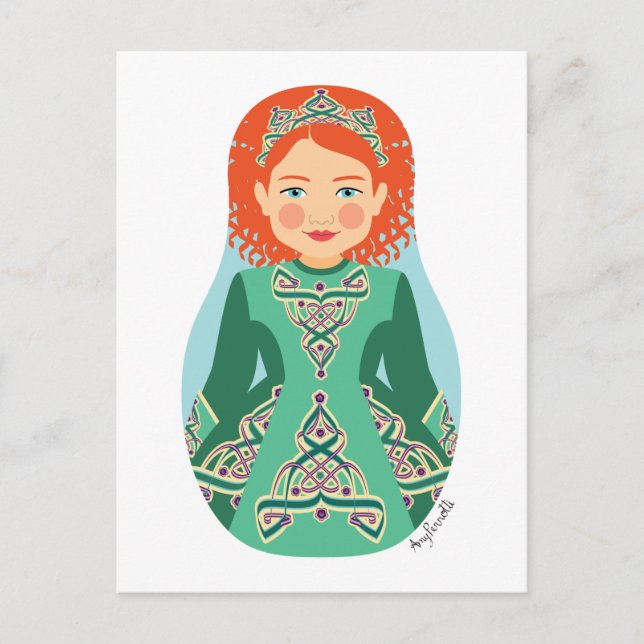 Irish Redhead Dancer Matryoshka Postcard (Front)
