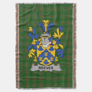 Irish Reeves Coat of Arms Family Crest Ireland Throw Blanket
