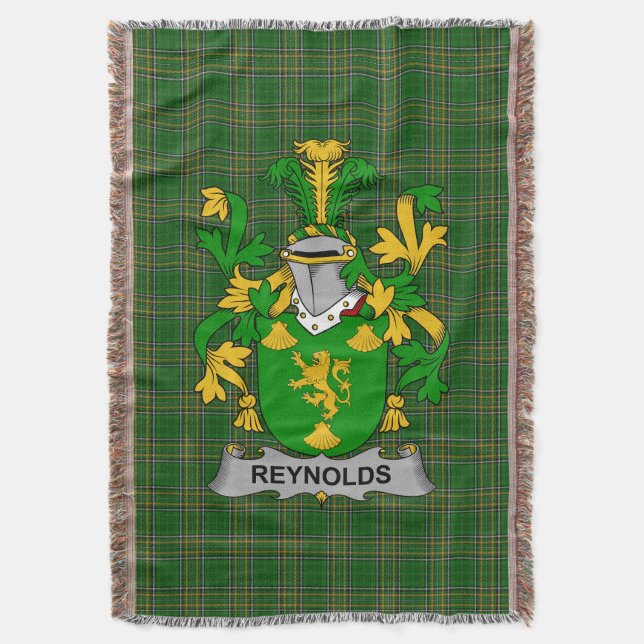  Irish Reynolds or McRannell Coat of Arms Family C Throw Blanket (Front Vertical)