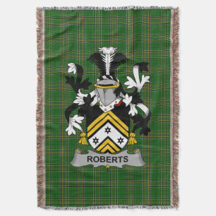 Irish Roberts Coat of Arms Family Crest Ireland Throw Blanket