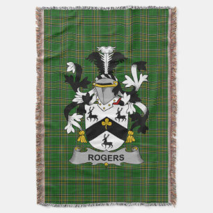  Irish Rogers Coat of Arms Family Crest Ireland Throw Blanket