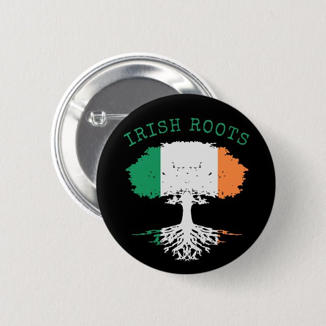Irish Roots Family Tree  6 Cm Round Badge (Front & Back)