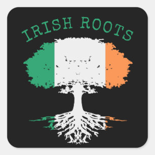 Irish Roots Family Tree Square Sticker