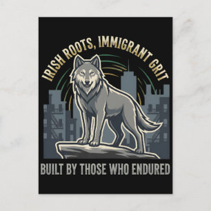 Irish Roots Immigrant Grit Wolf Postcard
