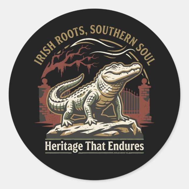 Irish Roots Southern Soul Alligator Classic Round Sticker (Front)