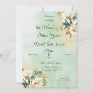 Irish Rose Cream and Gold Wedding Invitation