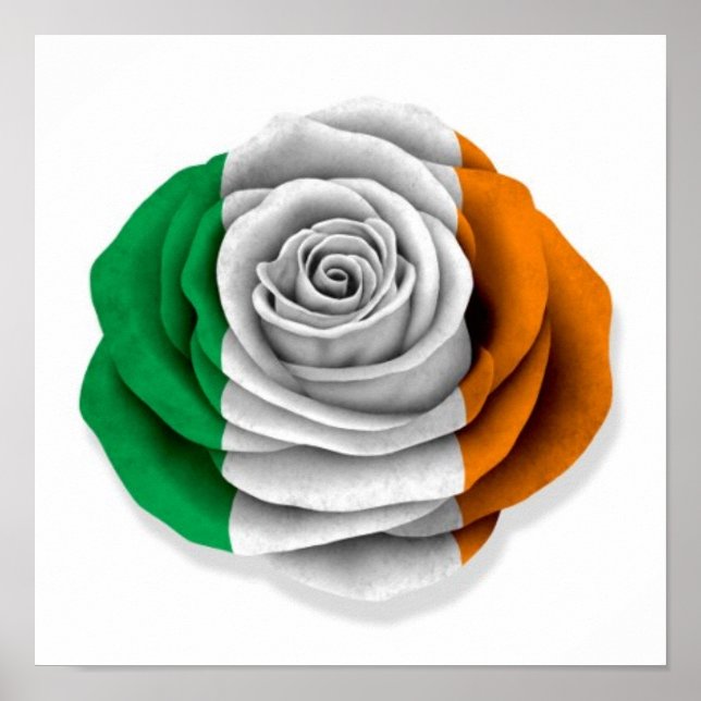 Irish Rose Flag on White Poster (Front)