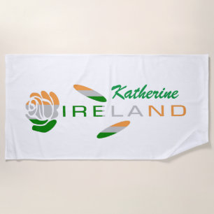 Irish Rose Flag Personalised Name Beach Towel