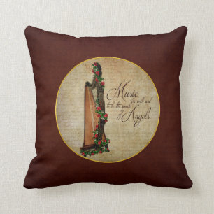 Irish Rose Harp Pillow