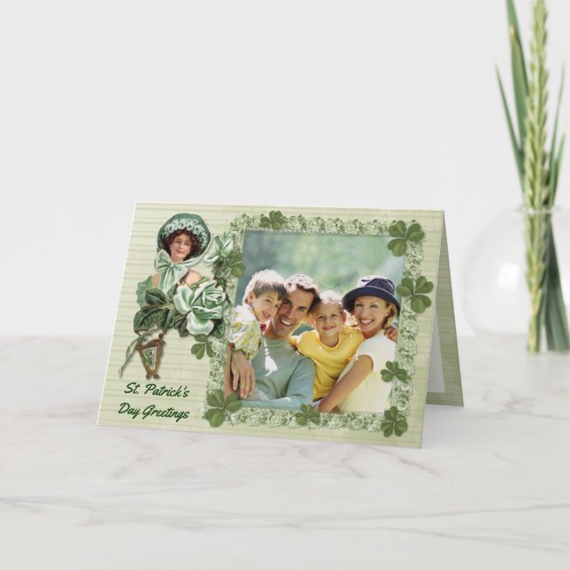 Irish Rose Photo Greetings Card (Front)