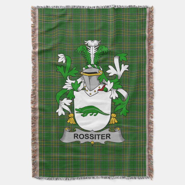  Irish Rossiter Coat of Arms Family Crest Ireland Throw Blanket (Front Vertical)