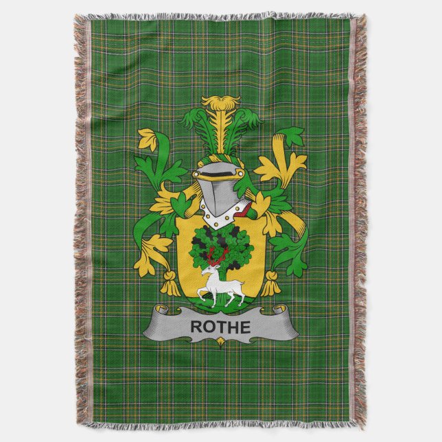  Irish Rothe Coat of Arms Family Crest Ireland Throw Blanket (Front Vertical)