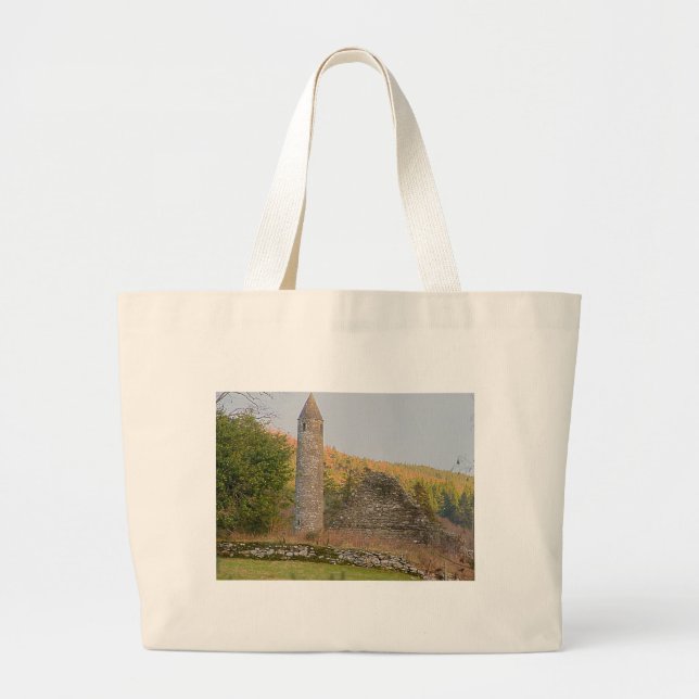Irish Round Towers over 1,000 years old Large Tote Bag (Front)
