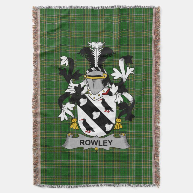  Irish Rowley or O_Rowley Coat of Arms Family Cres Throw Blanket (Front Vertical)