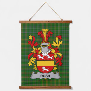 Irish Rush Coat of Arms Family Crest Hanging Tapestry