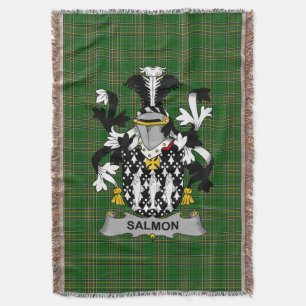 Irish Salmon Coat of Arms Family Crest Ireland Throw Blanket