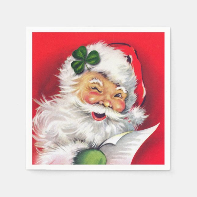 Irish Santa, Ireland, Irish Christmas Napkin (Front)