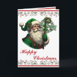 Irish Santa with Celtic Cross Personalised Xmas Card<br><div class="desc">An Irish Santa with crook and Celtic cross you can send to friends and family this holiday season! You may personalise the inside message with your own or leave as is! The inside left of the card is left blank so you may write a little note. Happy Holidays!</div>
