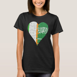 Irish Saudi Arabian Flag Heart T-Shirt