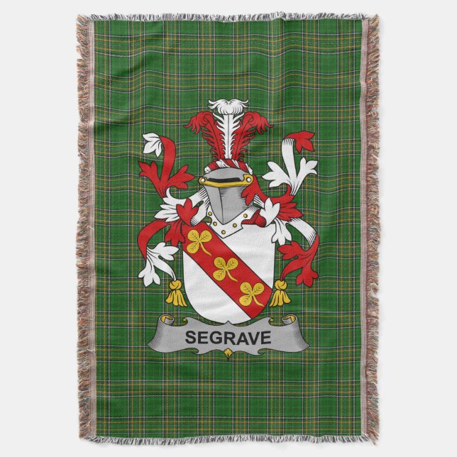  Irish Segrave Coat of Arms Family Crest Ireland Throw Blanket (Front Vertical)