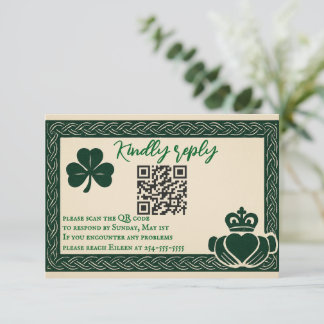 Irish Serenity QR Code Wedding RSVP Card