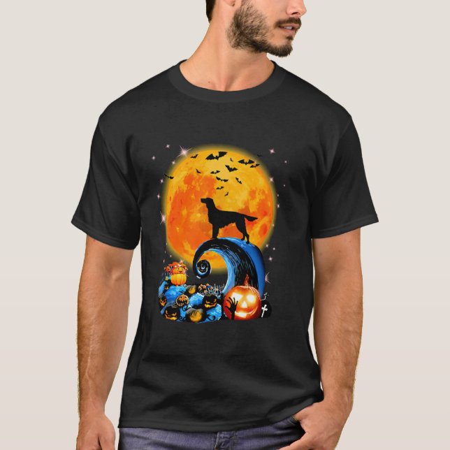 Irish Setter And Yellow Moon Halloween Funny Dog L T-Shirt (Front)