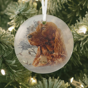 Irish  setter  art     glass tree decoration
