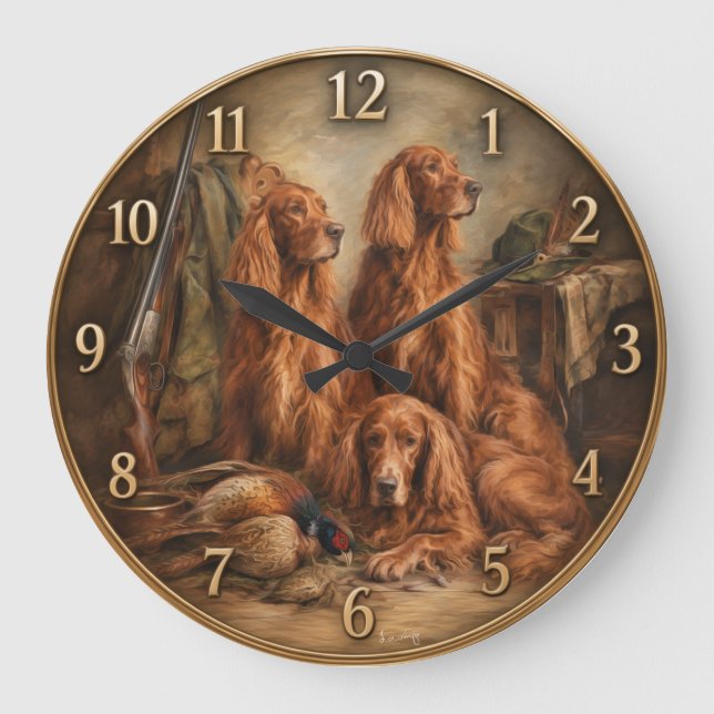 Irish Setter  ,Art  Large Clock (Front)