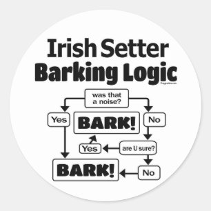 Irish Setter Barking Logic Classic Round Sticker