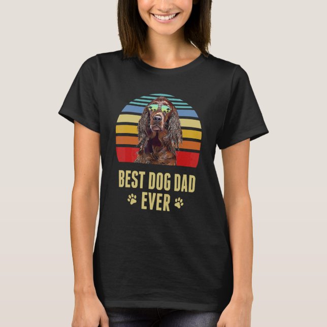 Irish Setter Best Dog Dad Ever Retro Sunset T-Shirt (Front)