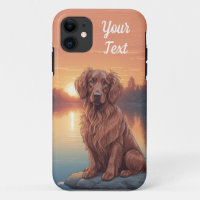 Irish Setter by Lake