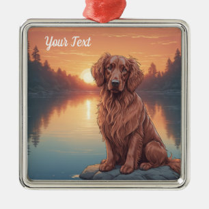 Irish Setter by Lake Metal Tree Decoration