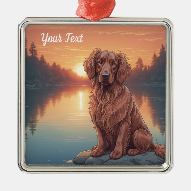 Irish Setter by Lake Metal Tree Decoration (Front)