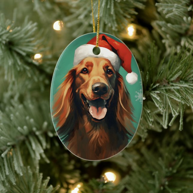 Irish Setter Christmas brush painting artwork Ceramic Tree Decoration (Tree)
