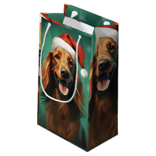 Irish Setter Christmas brush painting artwork Small Gift Bag