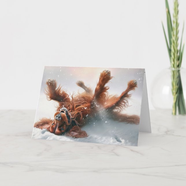 Irish Setter Christmas Fun Card (Front)