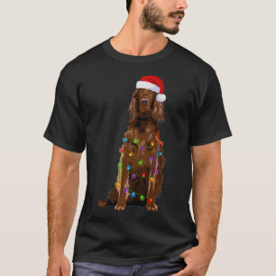 Irish Setter Christmas Lights Xmas Dog Lover Hat T-Shirt