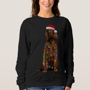 Irish Setter Christmas Lights Xmas Dog Lover Santa Sweatshirt