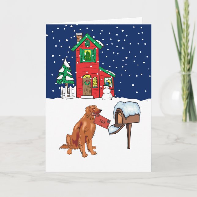 Irish Setter Christmas Mail Holiday Card (Front)