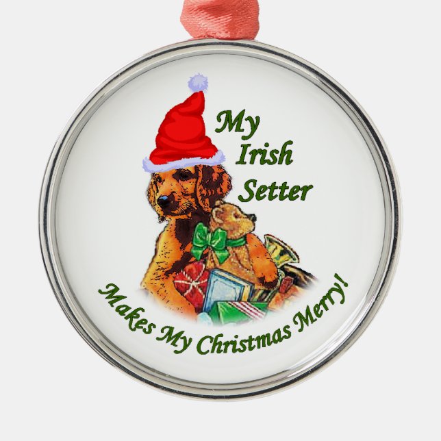 Irish Setter Christmas Metal Tree Decoration (Front)