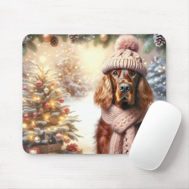 Irish Setter Christmas Mouse Mat (With Mouse)