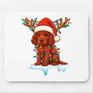 Irish Setter Christmas Santa Hat Reindeer Lights P Mouse Mat