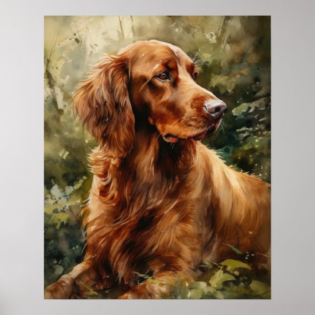 Irish Setter Dog Art Print Poster (Front)