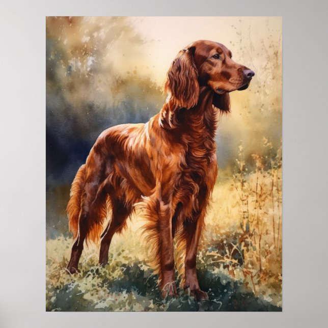 Irish Setter Dog Art Print Poster (Front)
