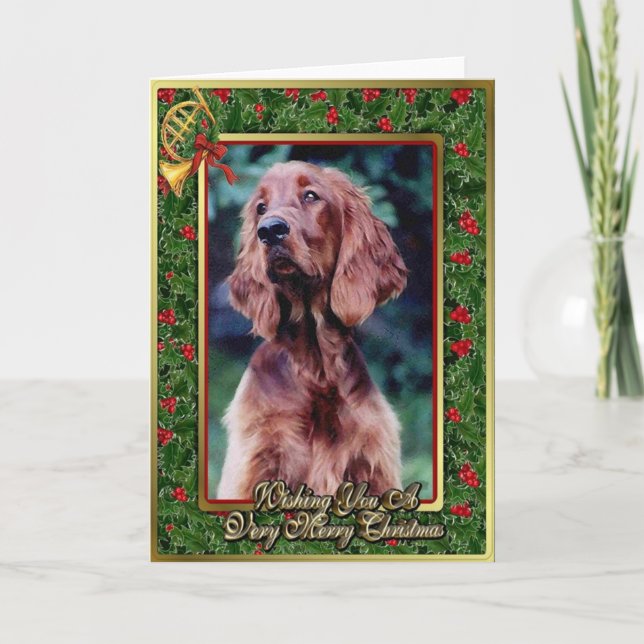 Irish Setter Dog Blank Christmas Card (Front)